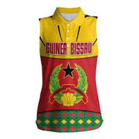 Guinea Bissau Women Sleeveless Polo Shirt with Red Yellow Green Geometric Design - Wonder Print Shop
