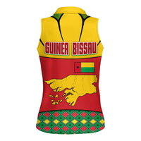 Guinea Bissau Women Sleeveless Polo Shirt with Red Yellow Green Geometric Design - Wonder Print Shop