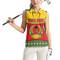 Guinea Bissau Women Sleeveless Polo Shirt with Red Yellow Green Geometric Design - Wonder Print Shop