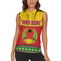 Guinea Bissau Women Sleeveless Polo Shirt with Red Yellow Green Geometric Design - Wonder Print Shop