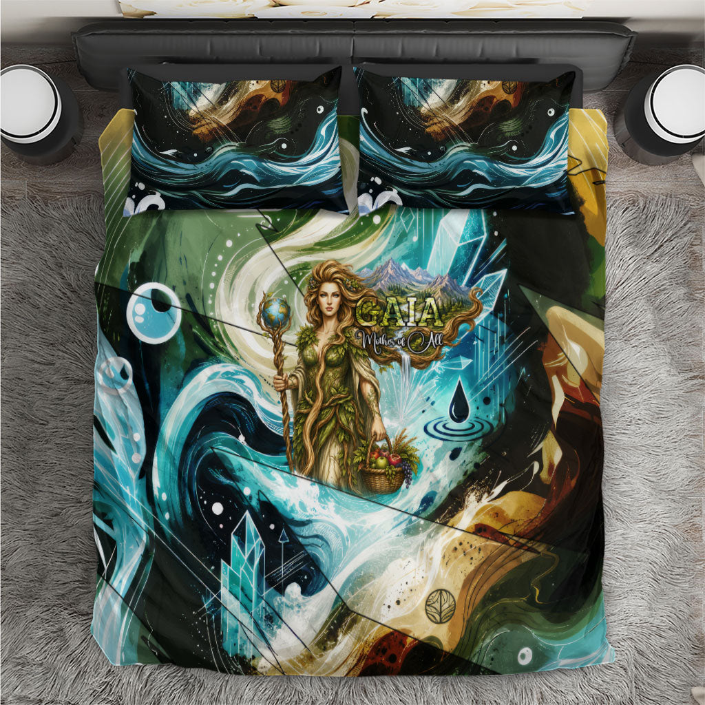Gaia Mother Of Earth Goddess Bedding Set Greek Mythology Sacred Geometry Fantasy