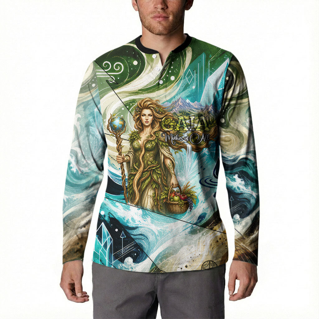 Gaia Mother Of Earth Goddess Button Sweatshirt Greek Mythology Sacred Geometry Fantasy