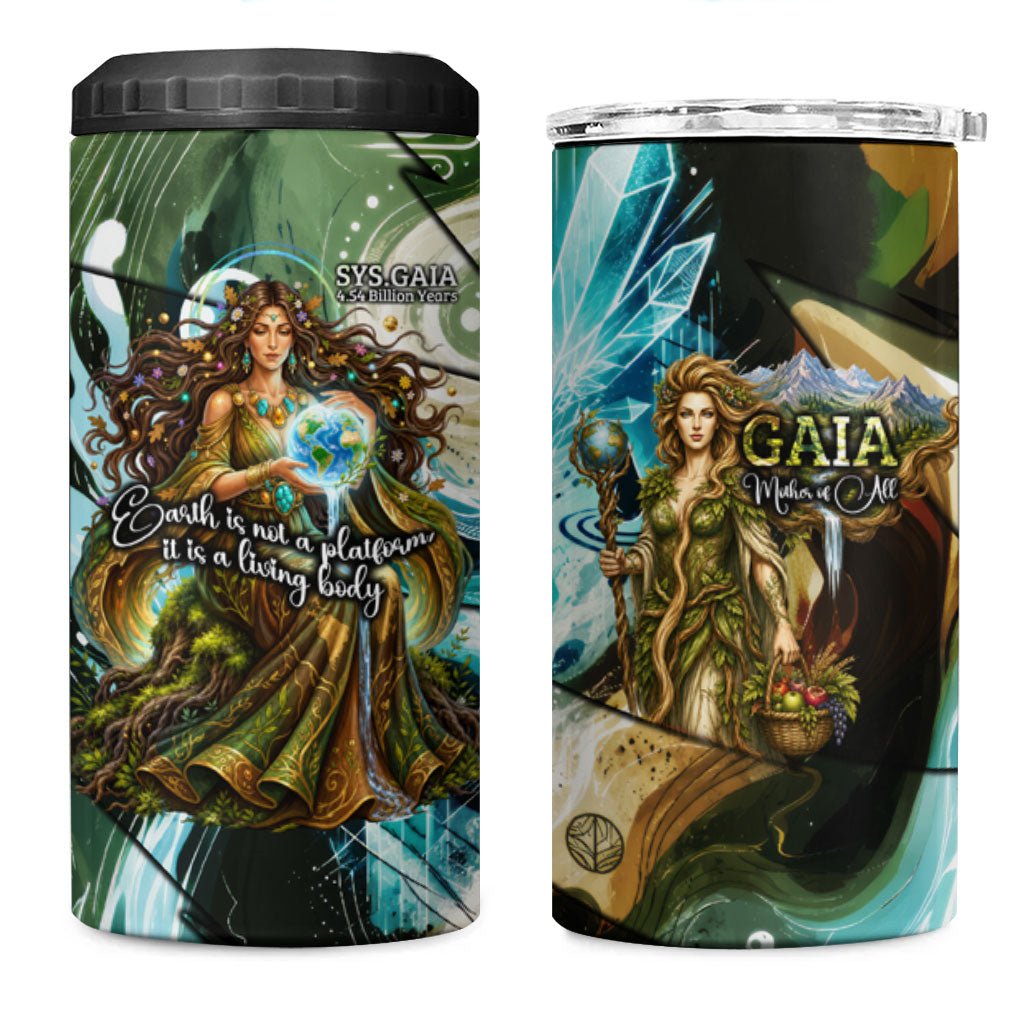 Gaia Mother Of Earth Goddess 4 in 1 Can Cooler Tumbler Greek Mythology Sacred Geometry Fantasy