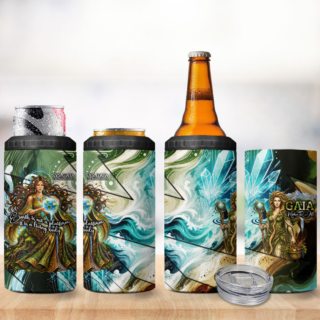 Gaia Mother Of Earth Goddess 4 in 1 Can Cooler Tumbler Greek Mythology Sacred Geometry Fantasy
