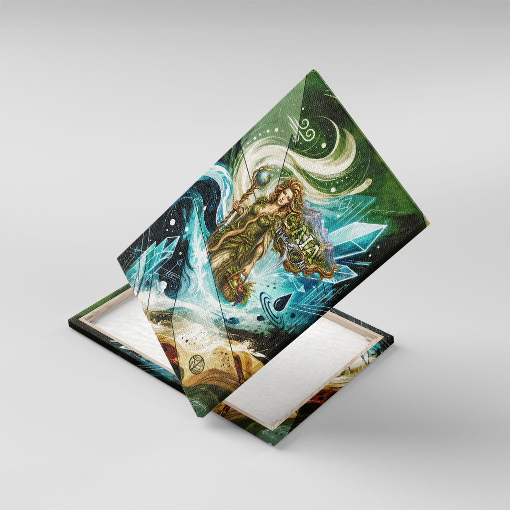 Gaia Mother Of Earth Goddess Canvas Wall Art Greek Mythology Sacred Geometry Fantasy