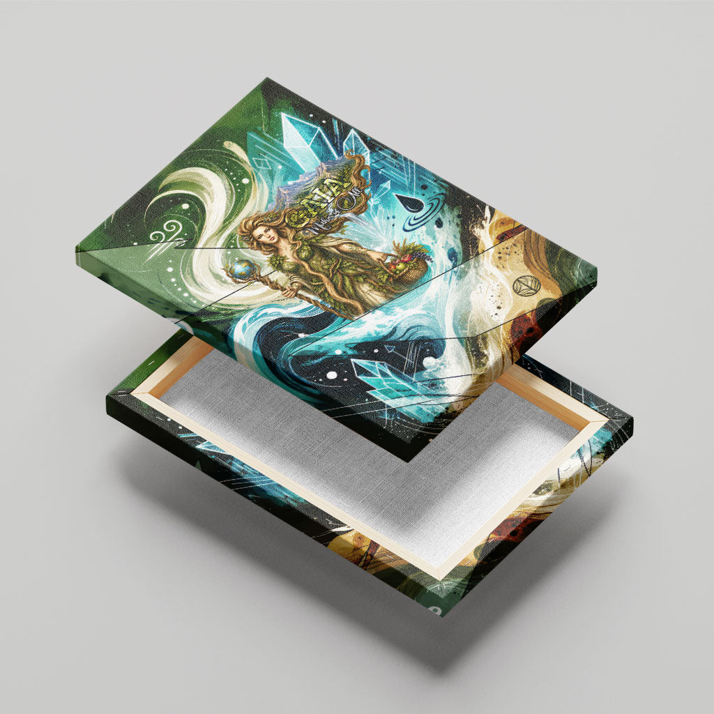 Gaia Mother Of Earth Goddess Canvas Wall Art Greek Mythology Sacred Geometry Fantasy