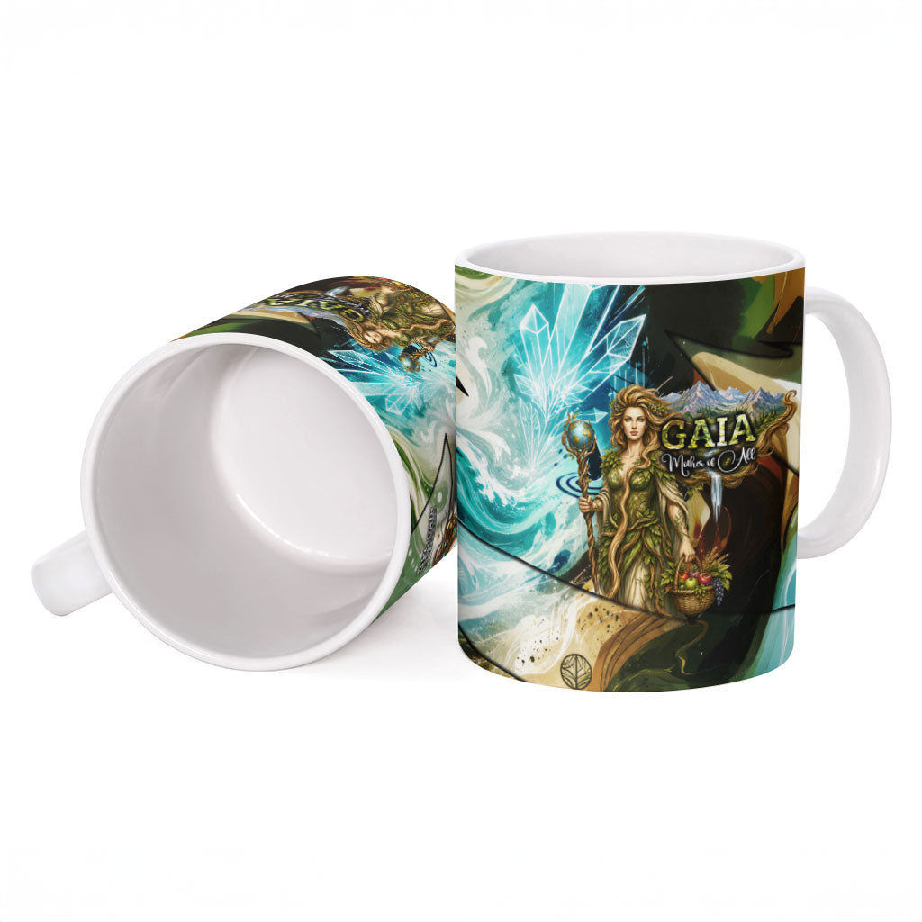 Gaia Mother Of Earth Goddess Ceramic Mug Greek Mythology Sacred Geometry Fantasy
