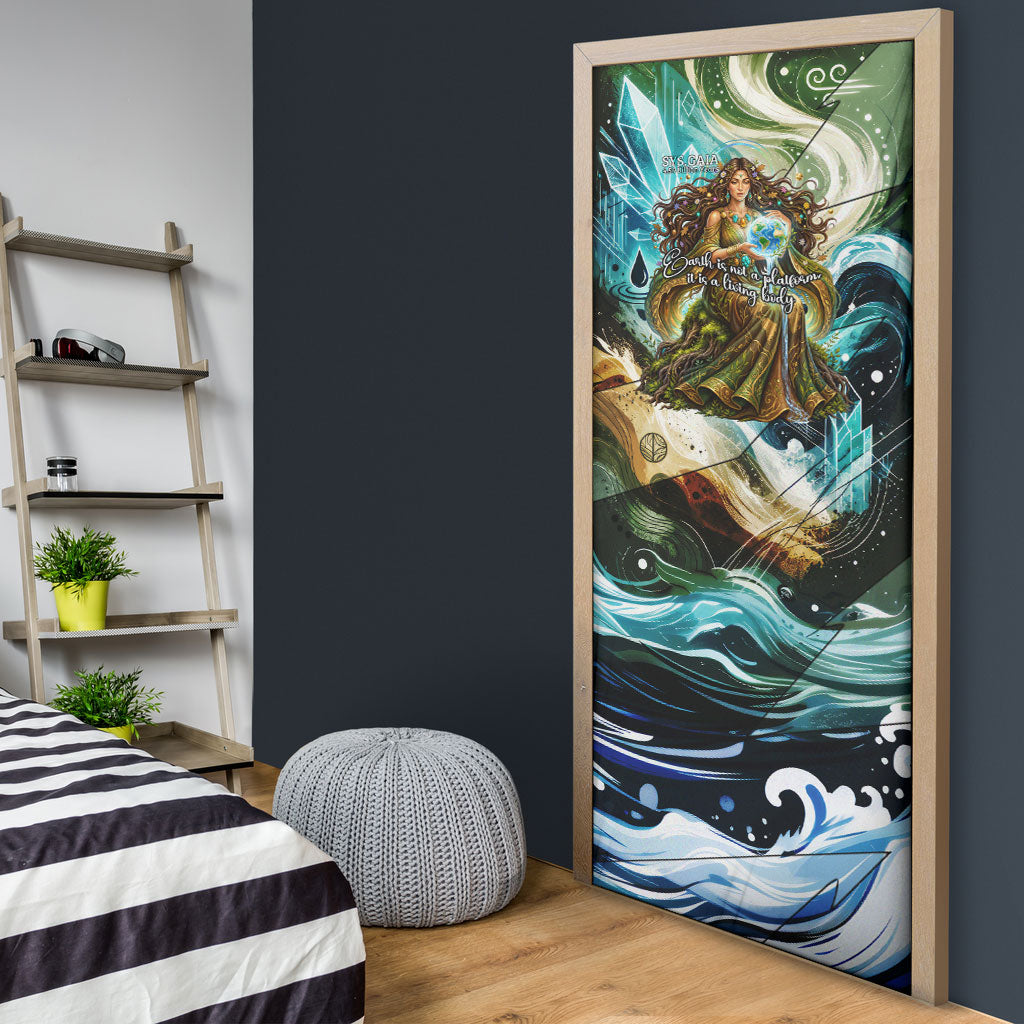 Gaia Mother Of Earth Goddess Door Cover Greek Mythology Sacred Geometry Fantasy