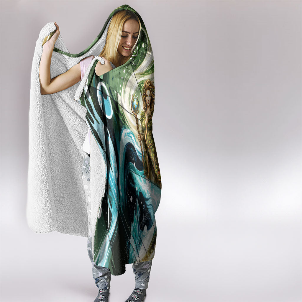 Gaia Mother Of Earth Goddess Hooded Blanket Greek Mythology Sacred Geometry Fantasy