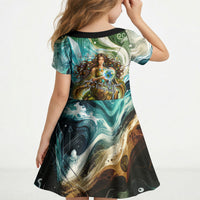 Gaia Mother Of Earth Goddess Kid Short Sleeve Dress Greek Mythology Sacred Geometry Fantasy