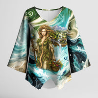 Gaia Mother Of Earth Goddess Kimono Sleeve Blouse Greek Mythology Sacred Geometry Fantasy