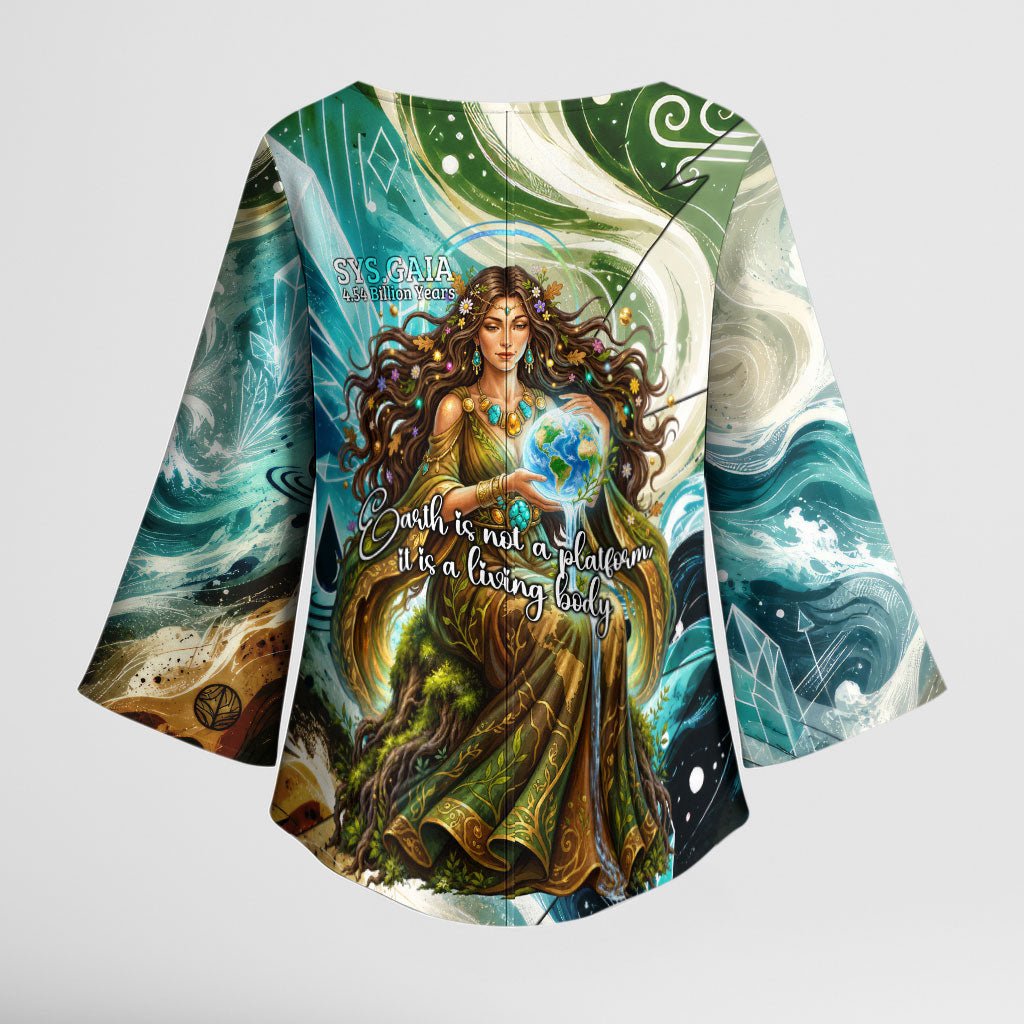 Gaia Mother Of Earth Goddess Kimono Sleeve Blouse Greek Mythology Sacred Geometry Fantasy