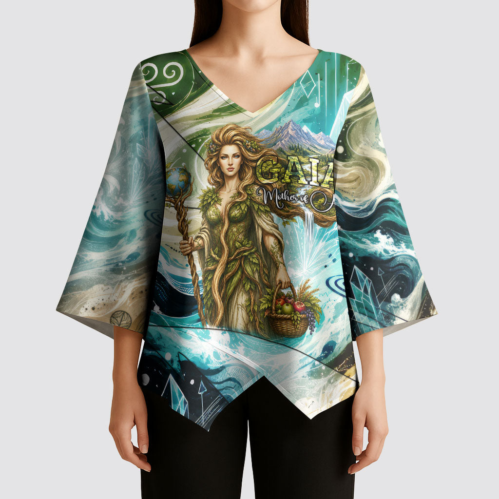 Gaia Mother Of Earth Goddess Kimono Sleeve Blouse Greek Mythology Sacred Geometry Fantasy