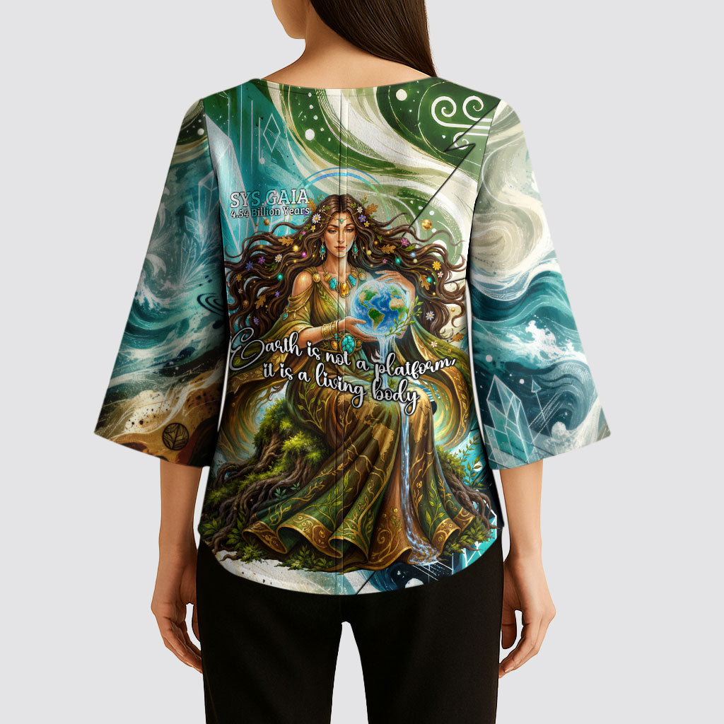 Gaia Mother Of Earth Goddess Kimono Sleeve Blouse Greek Mythology Sacred Geometry Fantasy