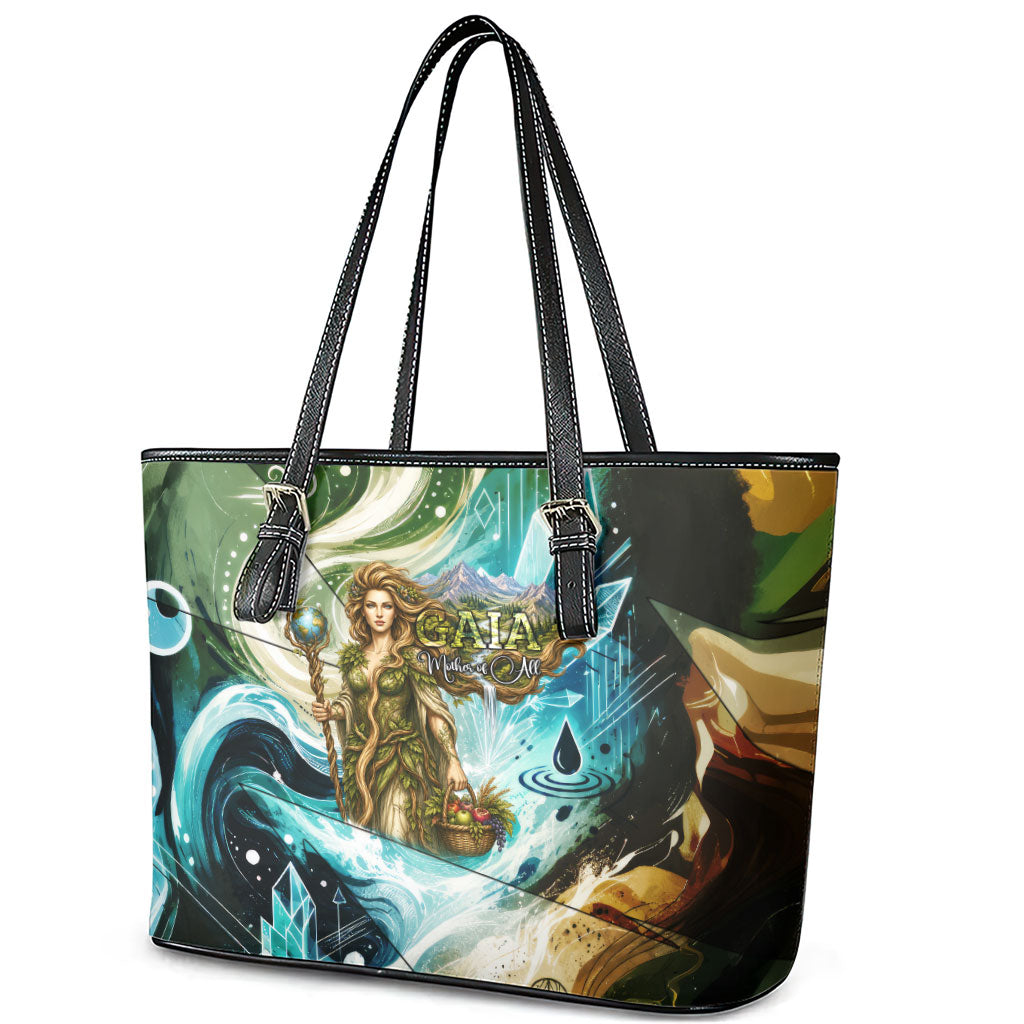 Gaia Mother Of Earth Goddess Leather Tote Bag Greek Mythology Sacred Geometry Fantasy