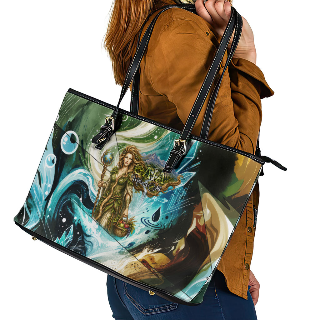 Gaia Mother Of Earth Goddess Leather Tote Bag Greek Mythology Sacred Geometry Fantasy