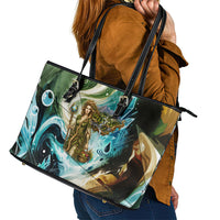 Gaia Mother Of Earth Goddess Leather Tote Bag Greek Mythology Sacred Geometry Fantasy