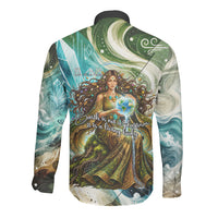 Gaia Mother Of Earth Goddess Long Sleeve Button Shirt Greek Mythology Sacred Geometry Fantasy