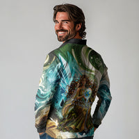Gaia Mother Of Earth Goddess Long Sleeve Polo Shirt Greek Mythology Sacred Geometry Fantasy