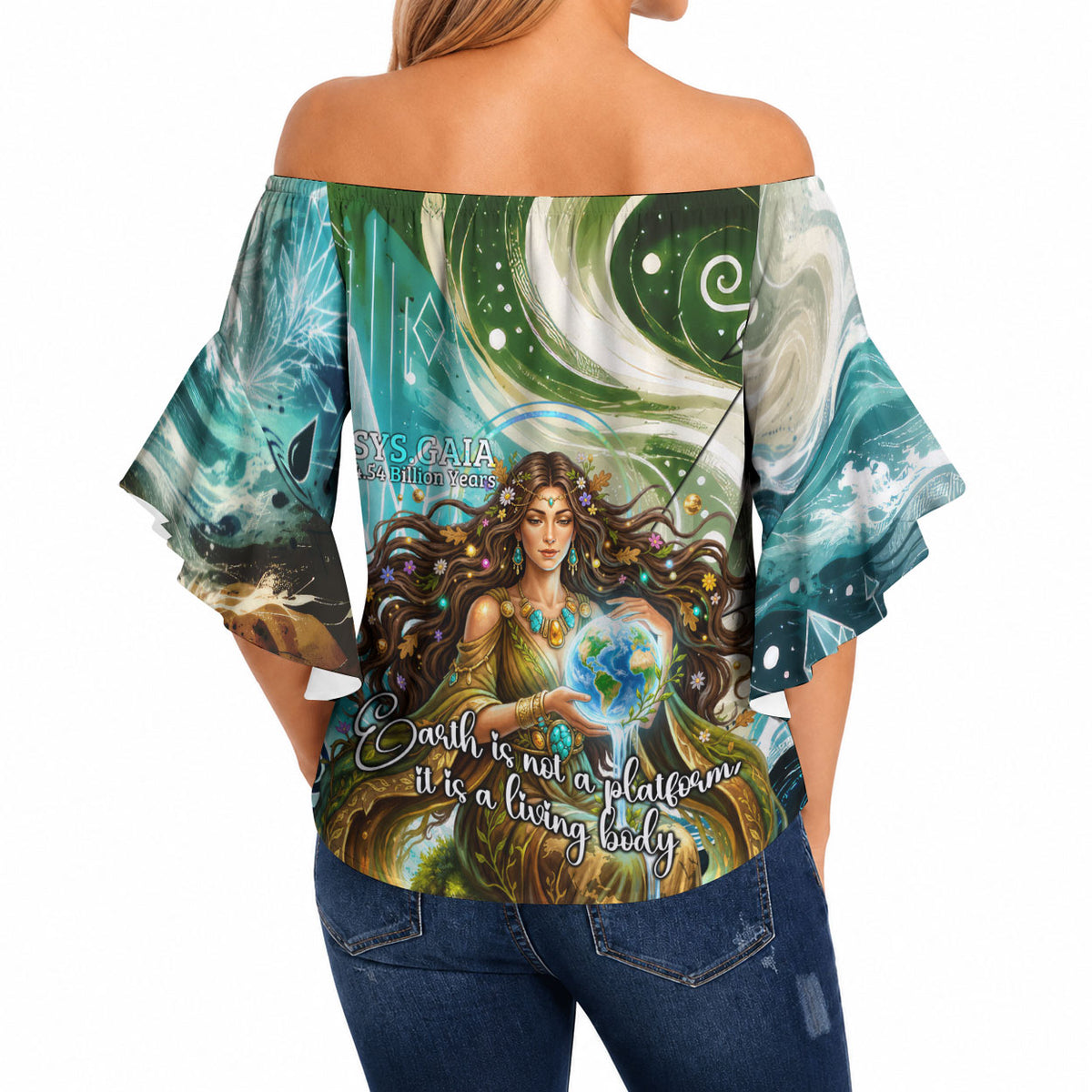 Gaia Mother Of Earth Goddess Off Shoulder Wrap Waist Top Greek Mythology Sacred Geometry Fantasy