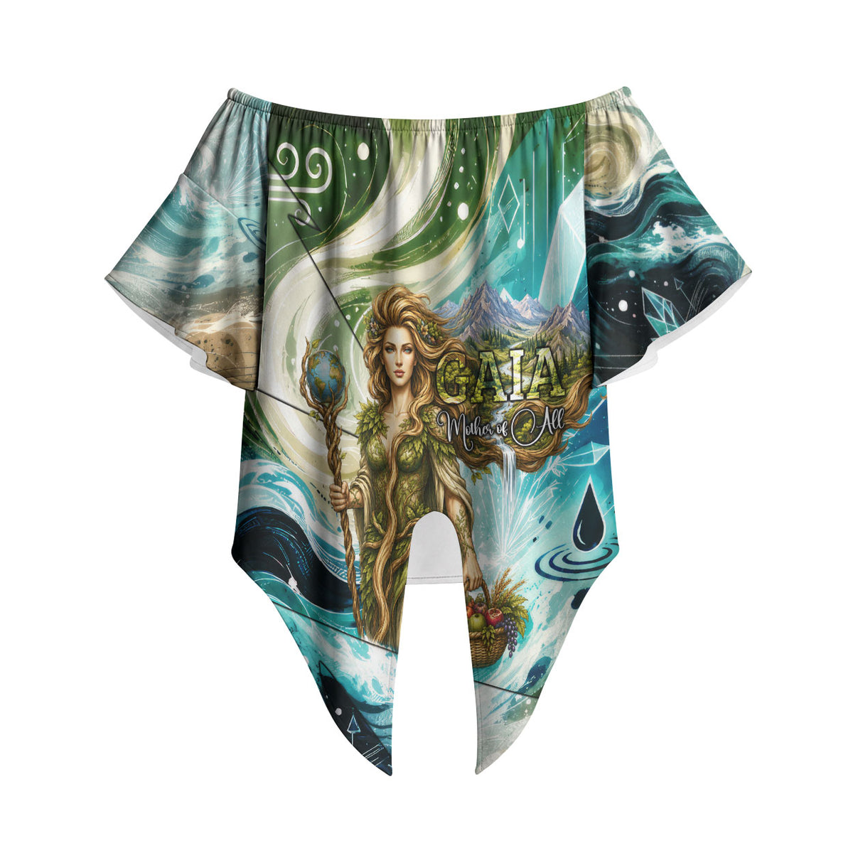Gaia Mother Of Earth Goddess Off Shoulder Wrap Waist Top Greek Mythology Sacred Geometry Fantasy