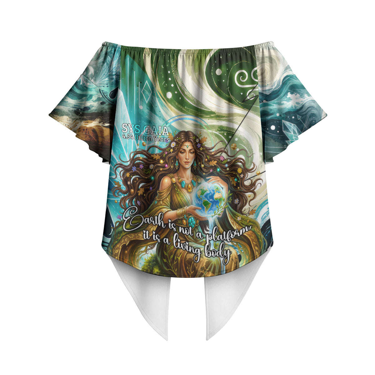 Gaia Mother Of Earth Goddess Off Shoulder Wrap Waist Top Greek Mythology Sacred Geometry Fantasy