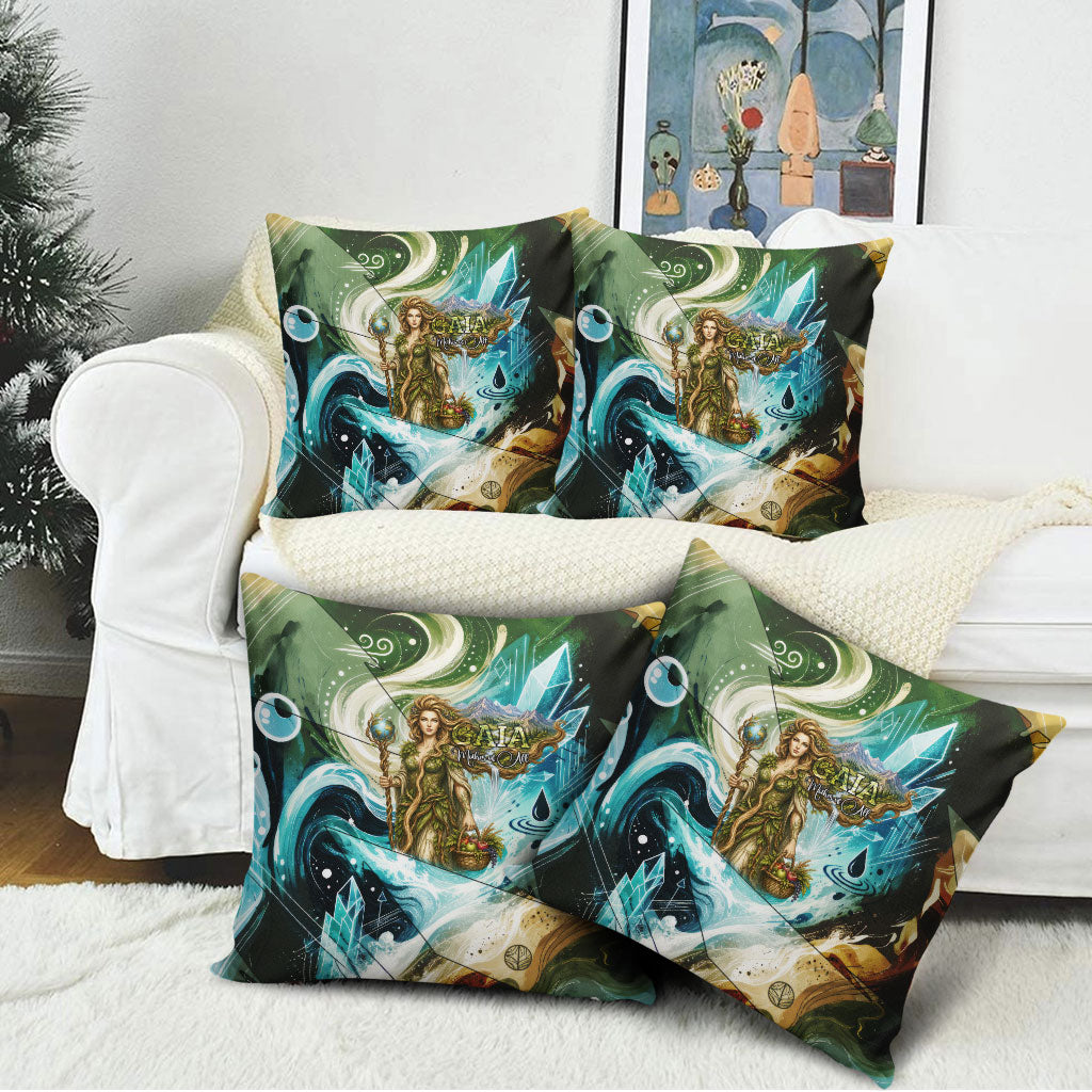 Gaia Mother Of Earth Goddess Pillow Cover Greek Mythology Sacred Geometry Fantasy