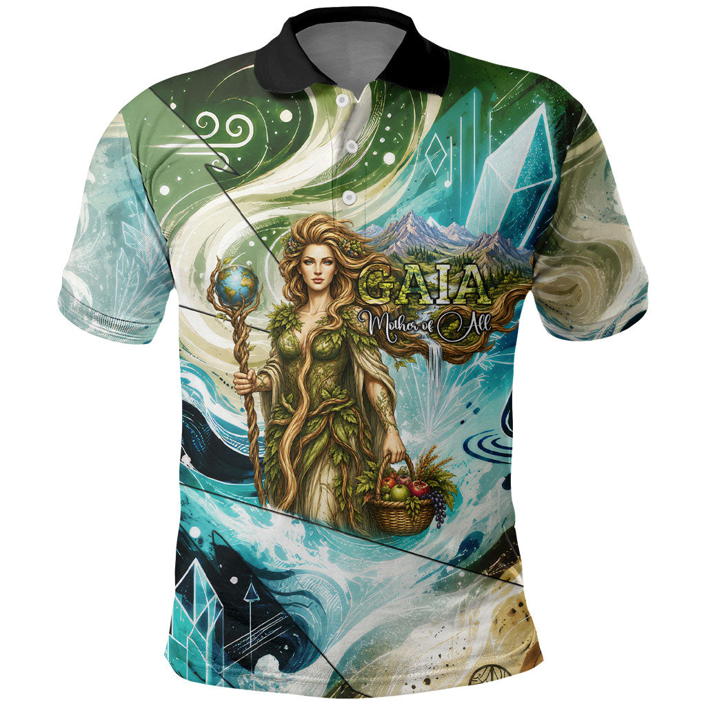 Gaia Mother Of Earth Goddess Polo Shirt Greek Mythology Sacred Geometry Fantasy