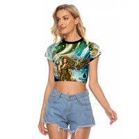 Gaia Mother Of Earth Goddess Raglan Cropped T Shirt Greek Mythology Sacred Geometry Fantasy