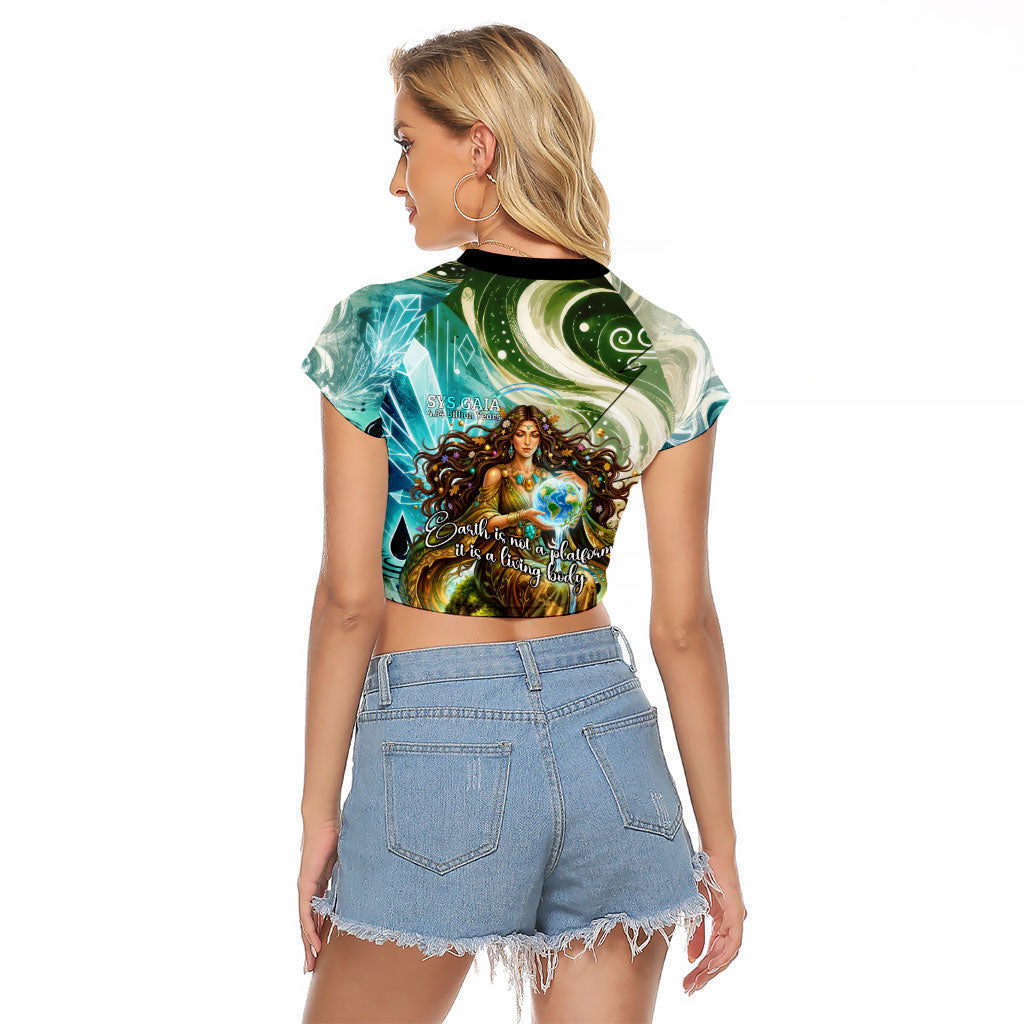 Gaia Mother Of Earth Goddess Raglan Cropped T Shirt Greek Mythology Sacred Geometry Fantasy