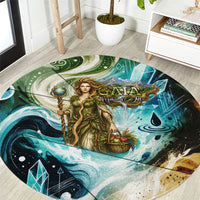 Gaia Mother Of Earth Goddess Round Carpet Greek Mythology Sacred Geometry Fantasy