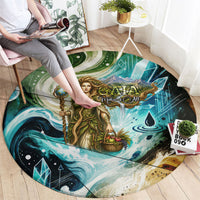 Gaia Mother Of Earth Goddess Round Carpet Greek Mythology Sacred Geometry Fantasy