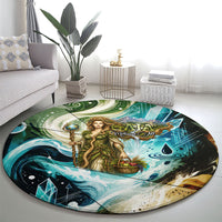 Gaia Mother Of Earth Goddess Round Carpet Greek Mythology Sacred Geometry Fantasy