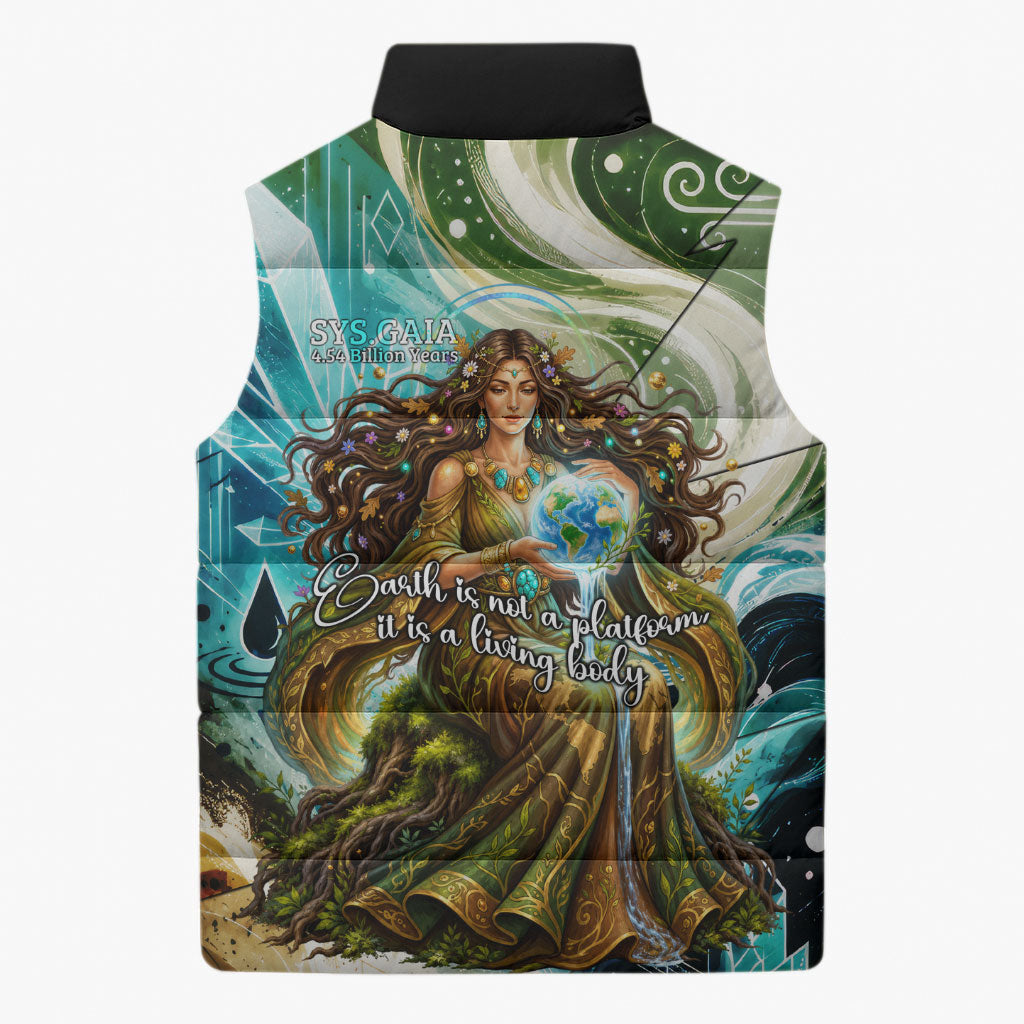 Gaia Mother Of Earth Goddess Sleeveless Puffer Jacket Greek Mythology Sacred Geometry Fantasy