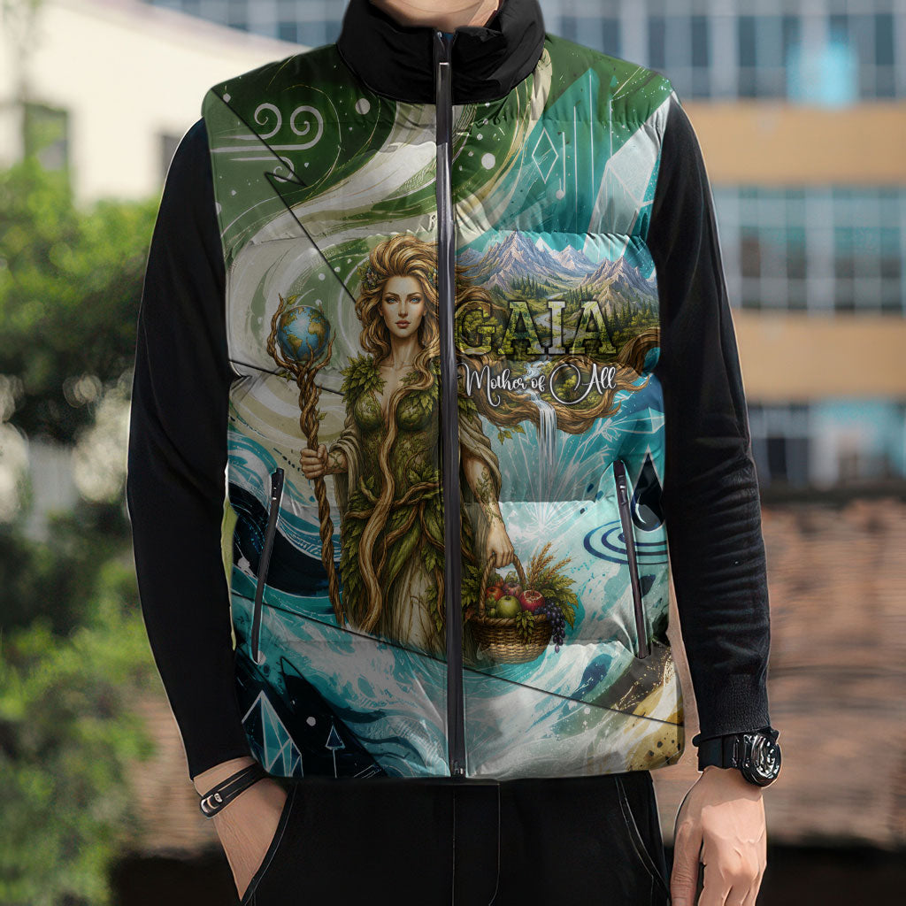 Gaia Mother Of Earth Goddess Sleeveless Puffer Jacket Greek Mythology Sacred Geometry Fantasy