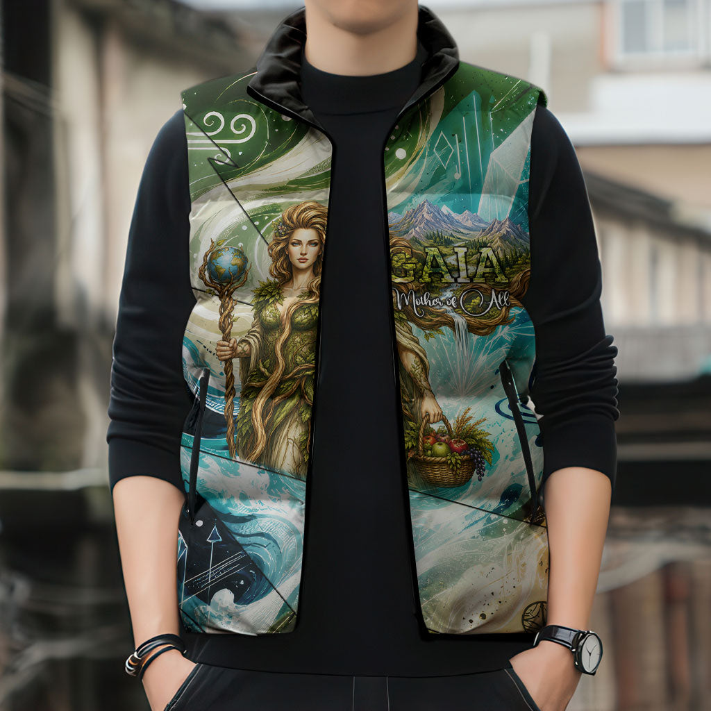 Gaia Mother Of Earth Goddess Sleeveless Puffer Jacket Greek Mythology Sacred Geometry Fantasy