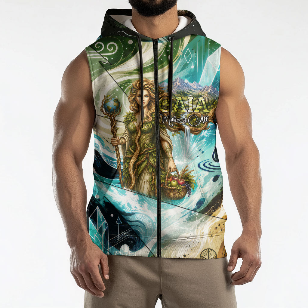Gaia Mother Of Earth Goddess Sleeveless Zip Hoodie Greek Mythology Sacred Geometry Fantasy