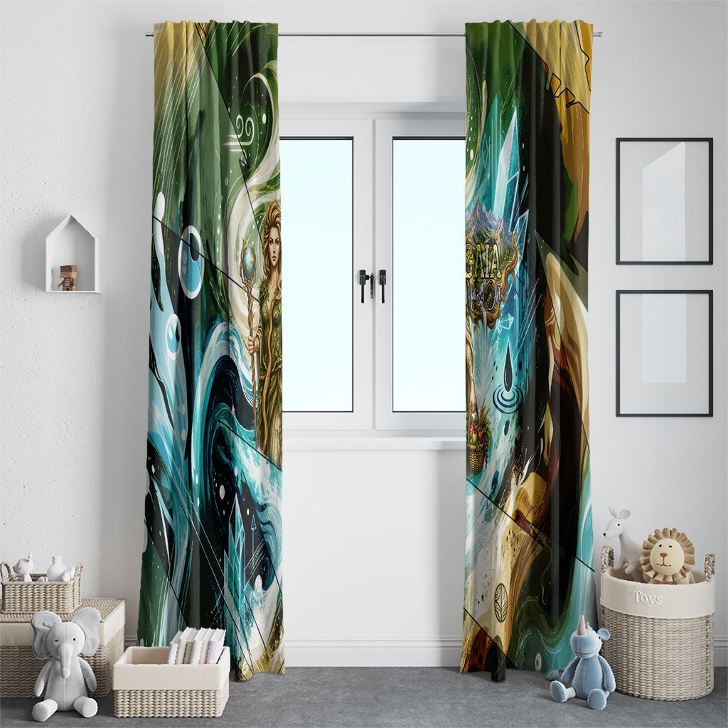 Gaia Mother Of Earth Goddess Window Curtain Greek Mythology Sacred Geometry Fantasy