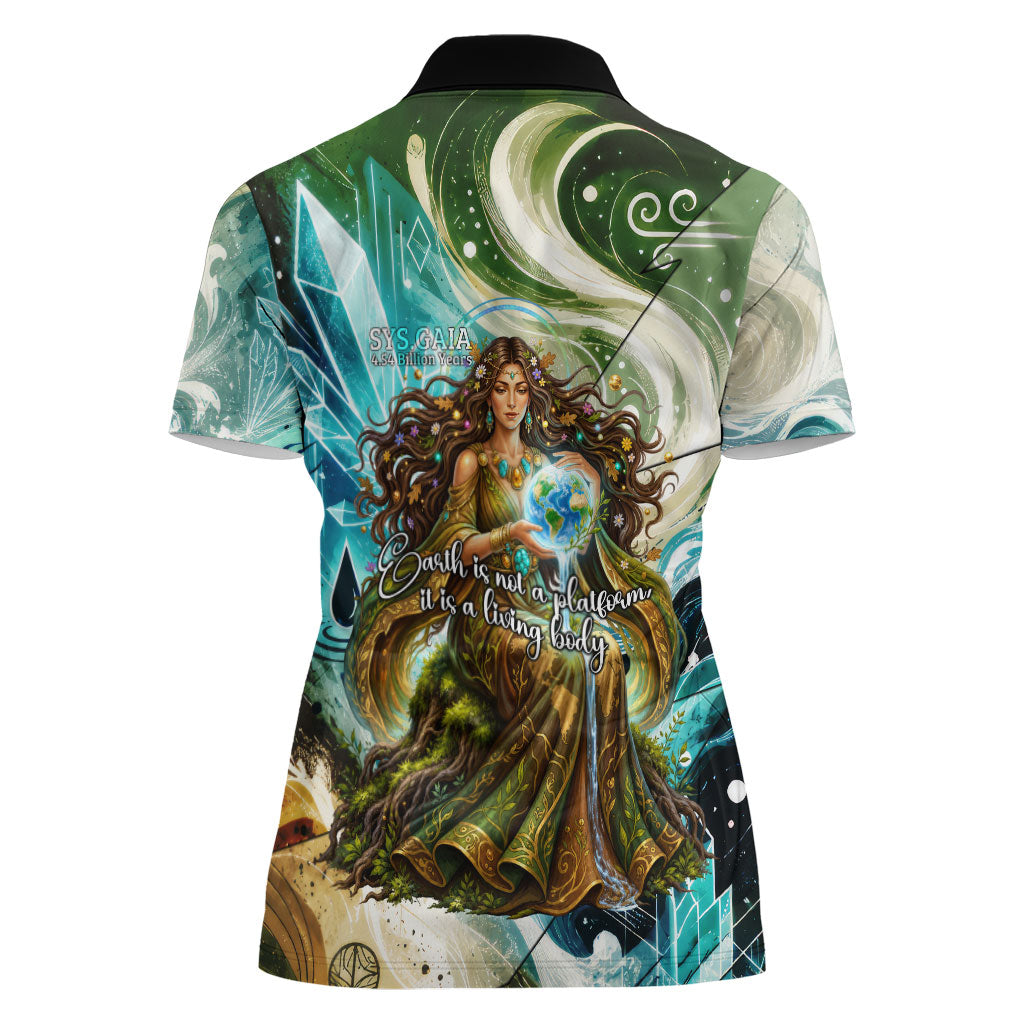 Gaia Mother Of Earth Goddess Women Polo Shirt Greek Mythology Sacred Geometry Fantasy