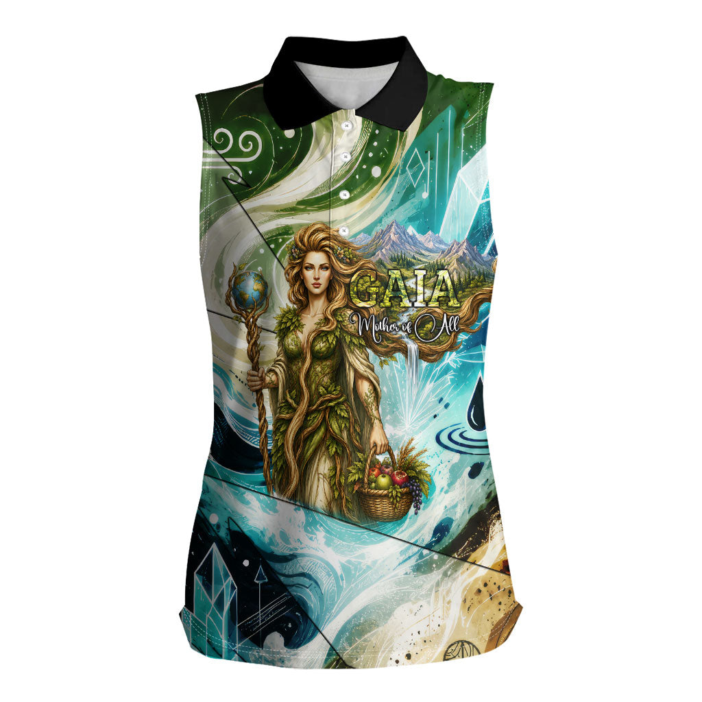 Gaia Mother Of Earth Goddess Women Sleeveless Polo Shirt Greek Mythology Sacred Geometry Fantasy