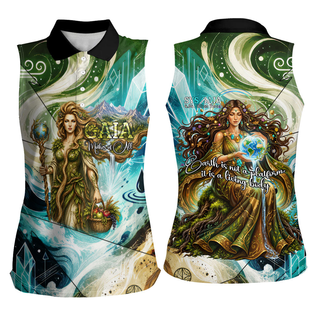 Gaia Mother Of Earth Goddess Women Sleeveless Polo Shirt Greek Mythology Sacred Geometry Fantasy