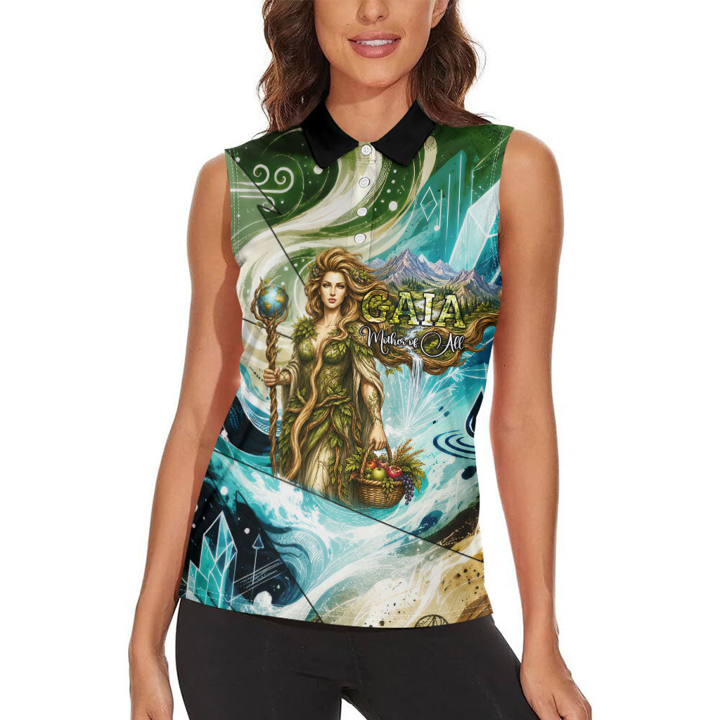 Gaia Mother Of Earth Goddess Women Sleeveless Polo Shirt Greek Mythology Sacred Geometry Fantasy
