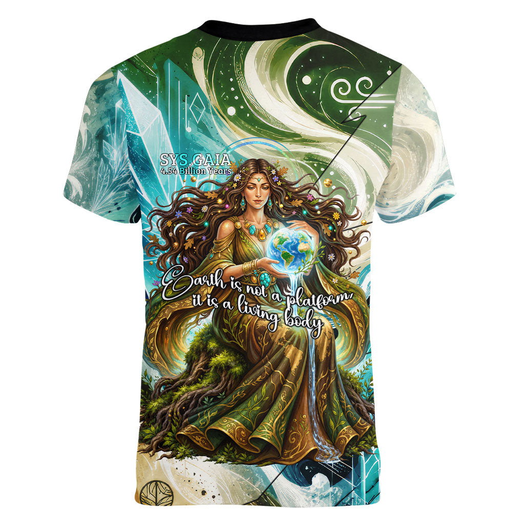 Gaia Mother Of Earth Goddess Women V-Neck T-Shirt Greek Mythology Sacred Geometry Fantasy