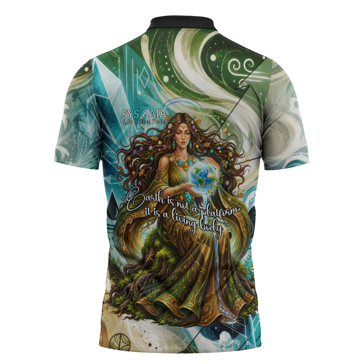 Gaia Mother Of Earth Goddess Zipper Polo Shirt Greek Mythology Sacred Geometry Fantasy