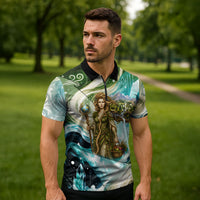 Gaia Mother Of Earth Goddess Zipper Polo Shirt Greek Mythology Sacred Geometry Fantasy
