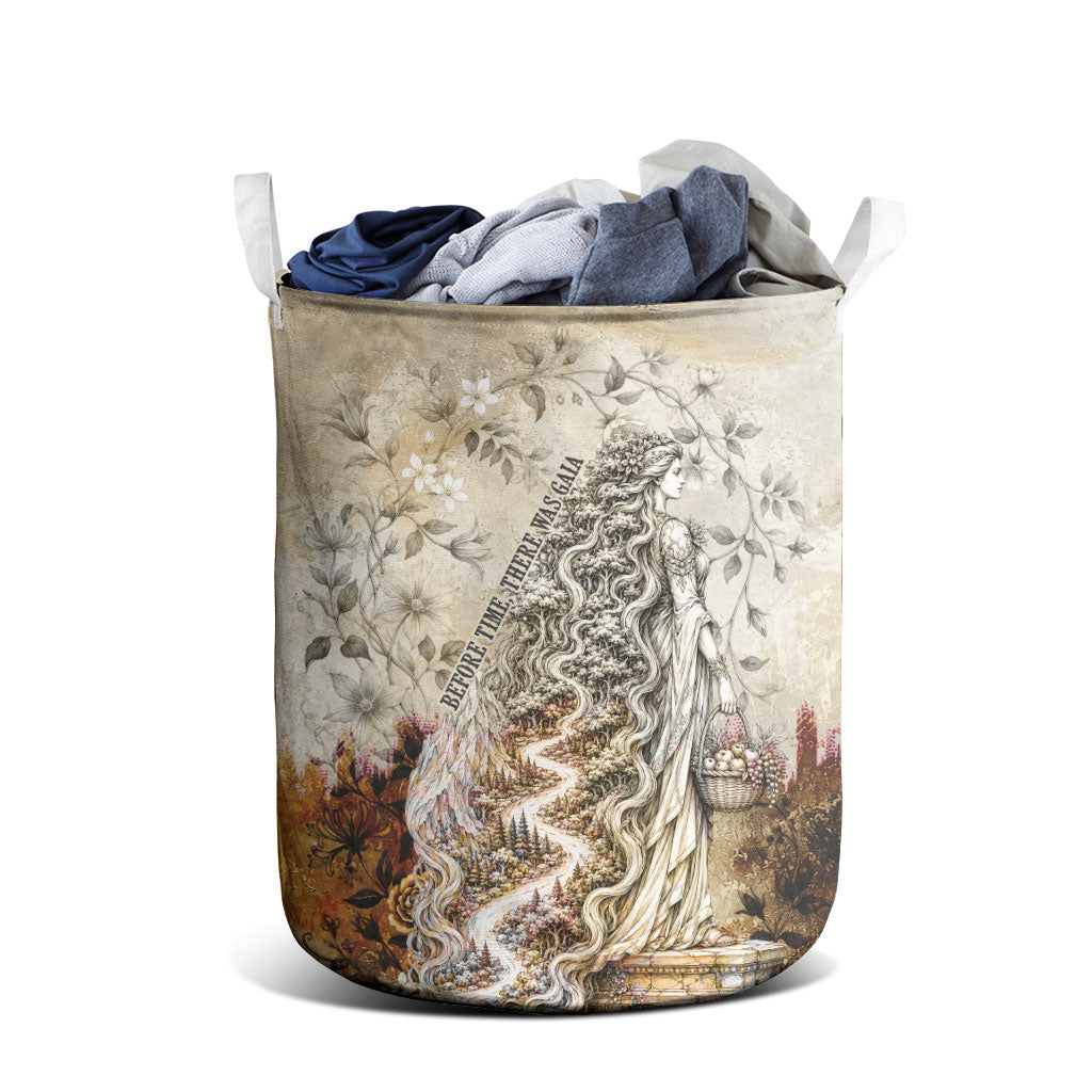 Gaia Mother Earth Sacred Eye Laundry Basket Greek Vintage Botanical Sketch Esoteric Spiritual Floral