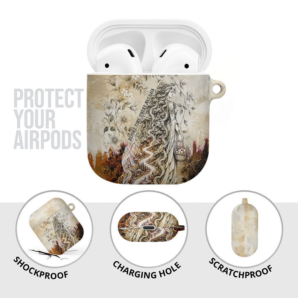 Gaia Mother Earth Sacred Eye AirPods Case Greek Vintage Botanical Sketch Esoteric Spiritual Floral