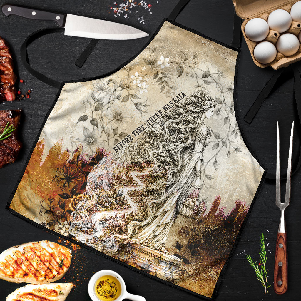 Gaia Mother Earth Sacred Eye Apron Greek Vintage Botanical Sketch Esoteric Spiritual Floral