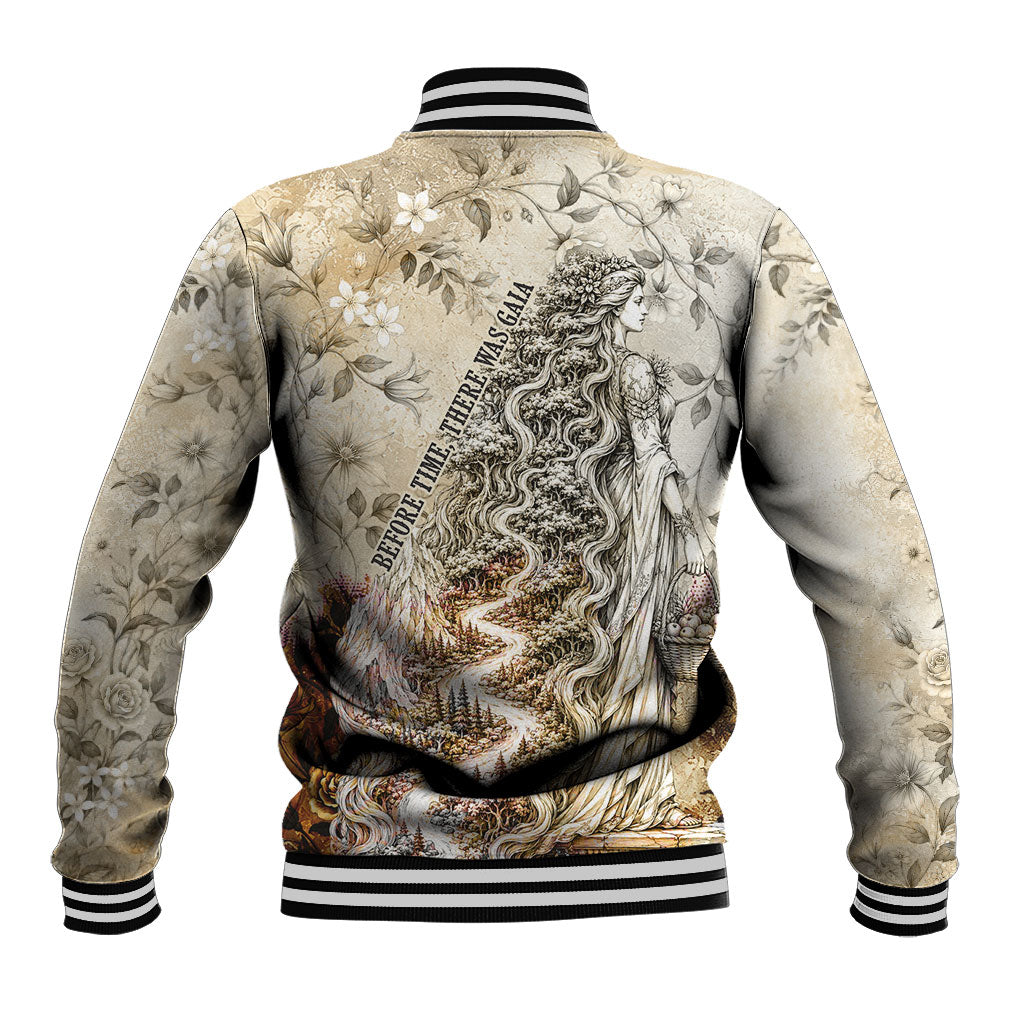 Gaia Mother Earth Sacred Eye Baseball Jacket Greek Vintage Botanical Sketch Esoteric Spiritual Floral
