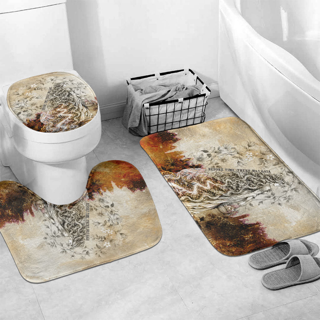 Gaia Mother Earth Sacred Eye Bathroom Set Greek Vintage Botanical Sketch Esoteric Spiritual Floral